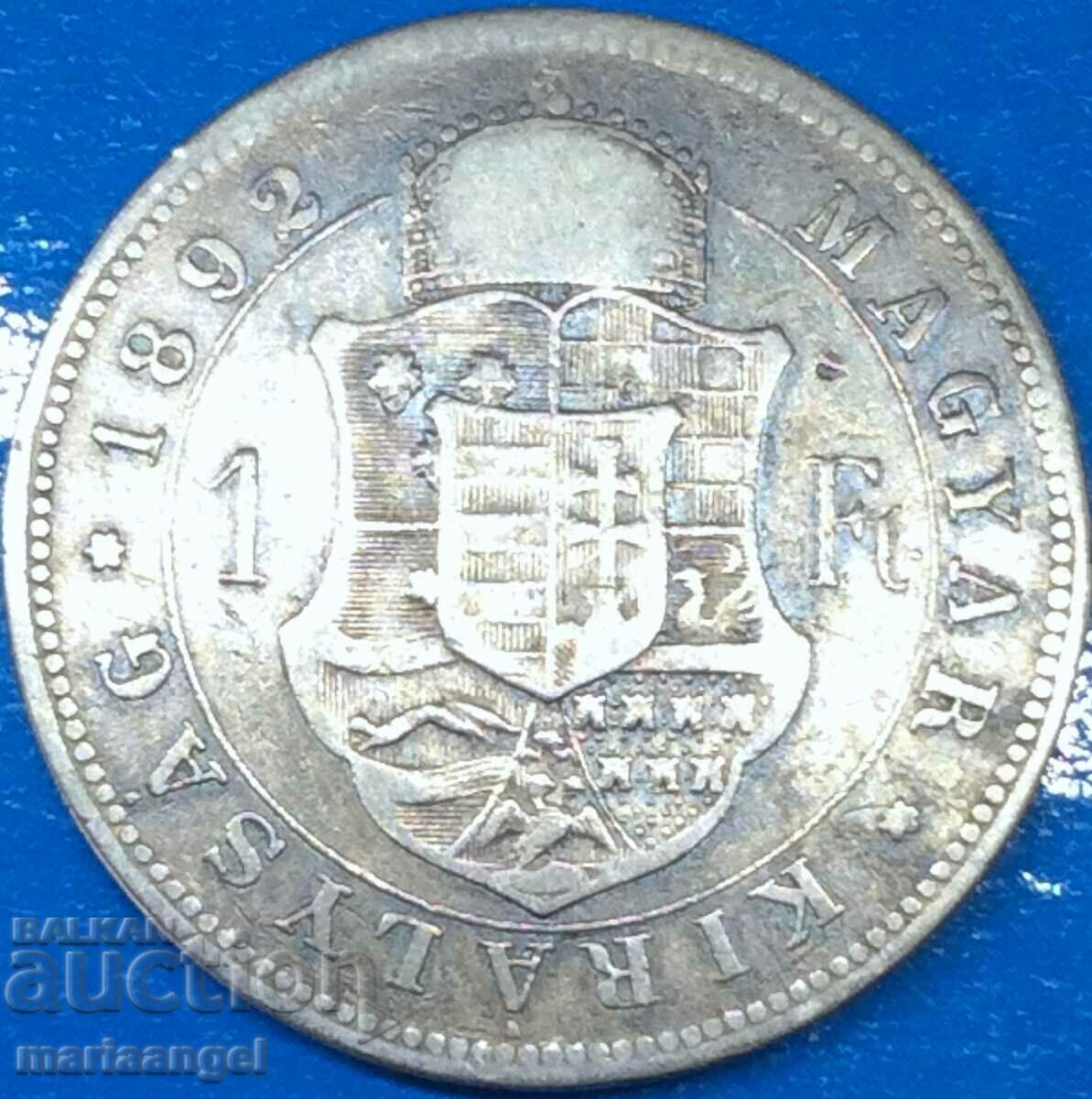 1 forint 1892 Hungary Kremnitz 29mm 12.12g silver