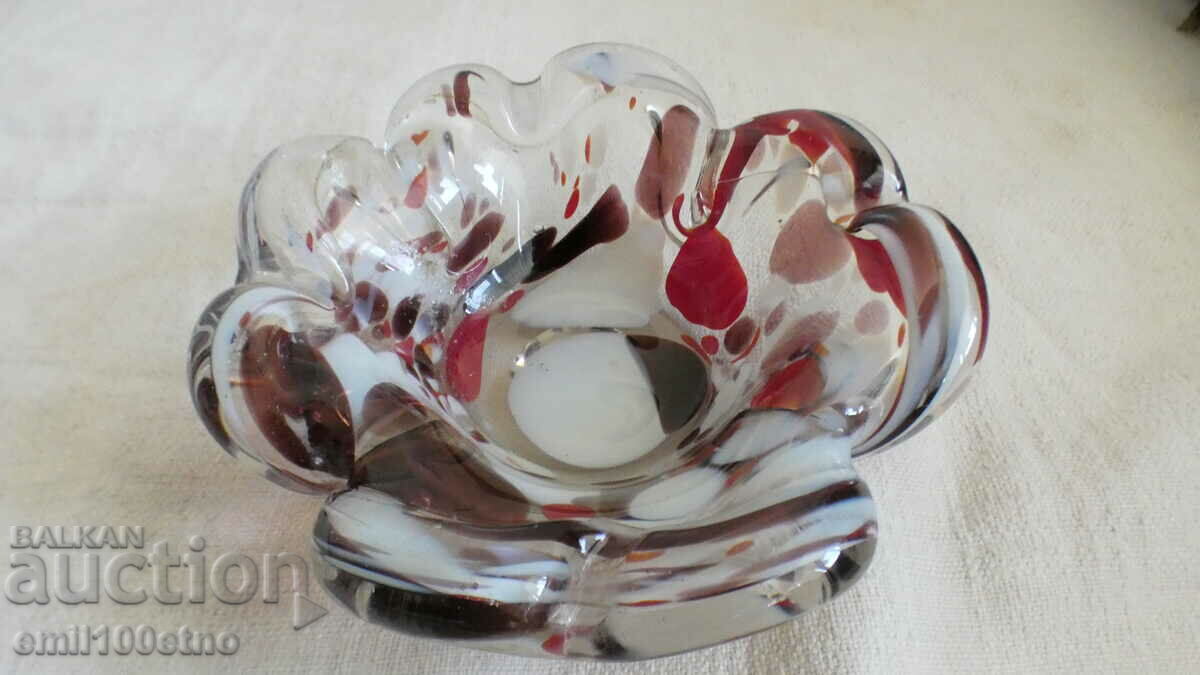 Ashtray solid colored Murano type glass handmade - 6
