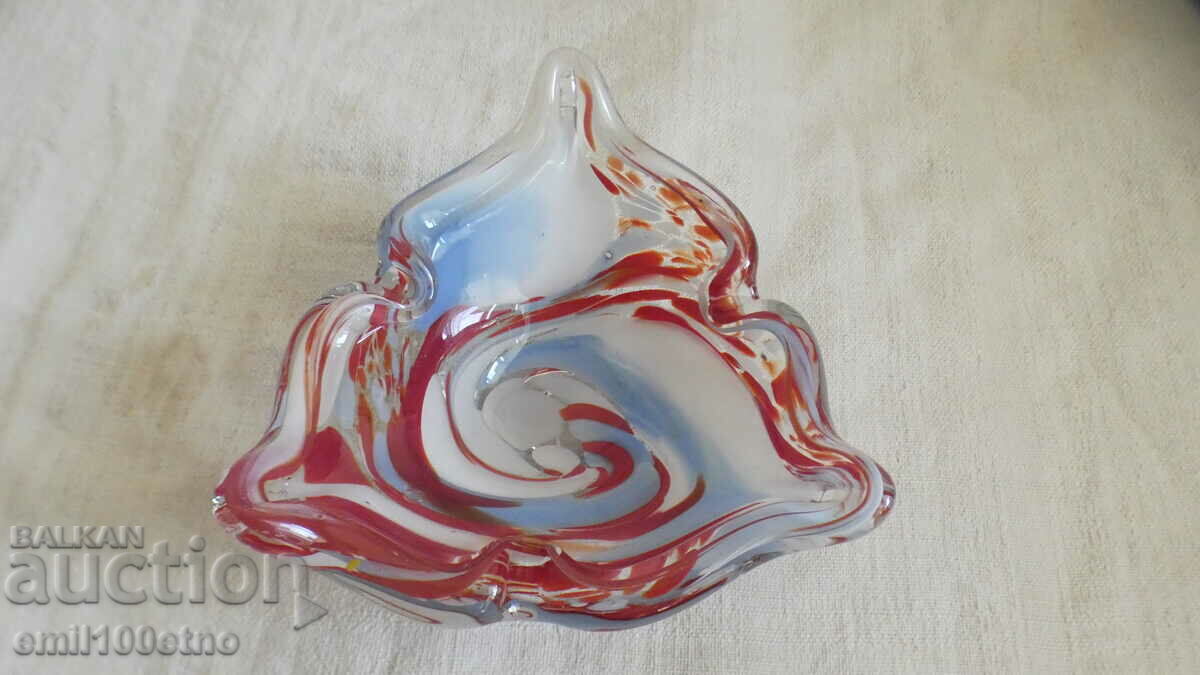 Ashtray solid colored Murano type glass handmade