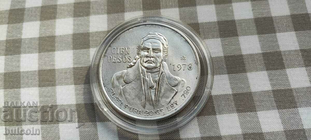MEXICO XF SILVER COIN 100 PESOS 1978 - 6 MEXICO XF SILVER COIN 100 PESOS 1978 - 6