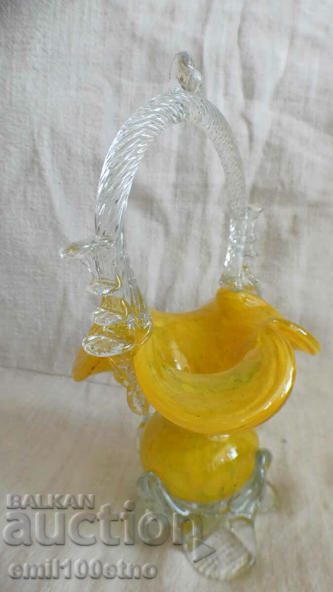 Auction Murano-type colored glass basket, handmade Auction Murano-type colored glass basket, handmade
