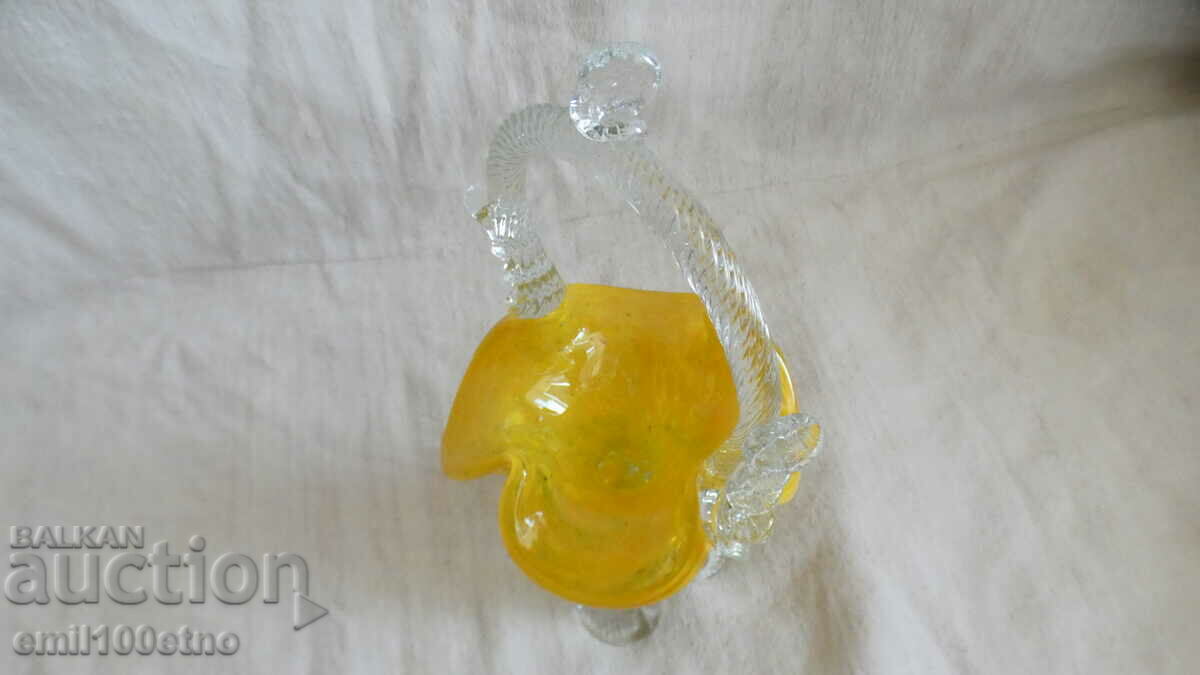 Murano-type colored glass basket, handmade - 6 Murano-type colored glass basket, handmade - 6