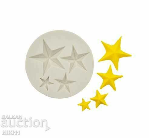 Silicone mold 4 stars for fondant star cake decoration with price 9.50 BGN | € 4.86 Silicone mold 4 stars for fondant star cake decoration with price 9.50 BGN | € 4.86