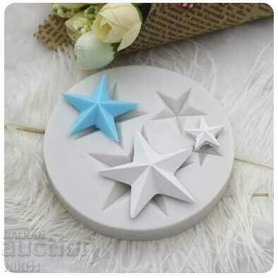 Silicone mold 4 stars for fondant star cake decoration