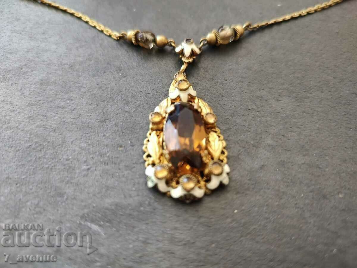 Auction  Z Necklace, old jewelry with natural citrine stone 11.07.24
