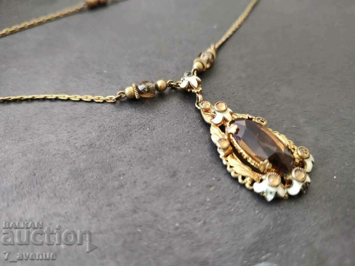 Necklace, necklace, old jewelry, with natural citrine stone 11.07.24