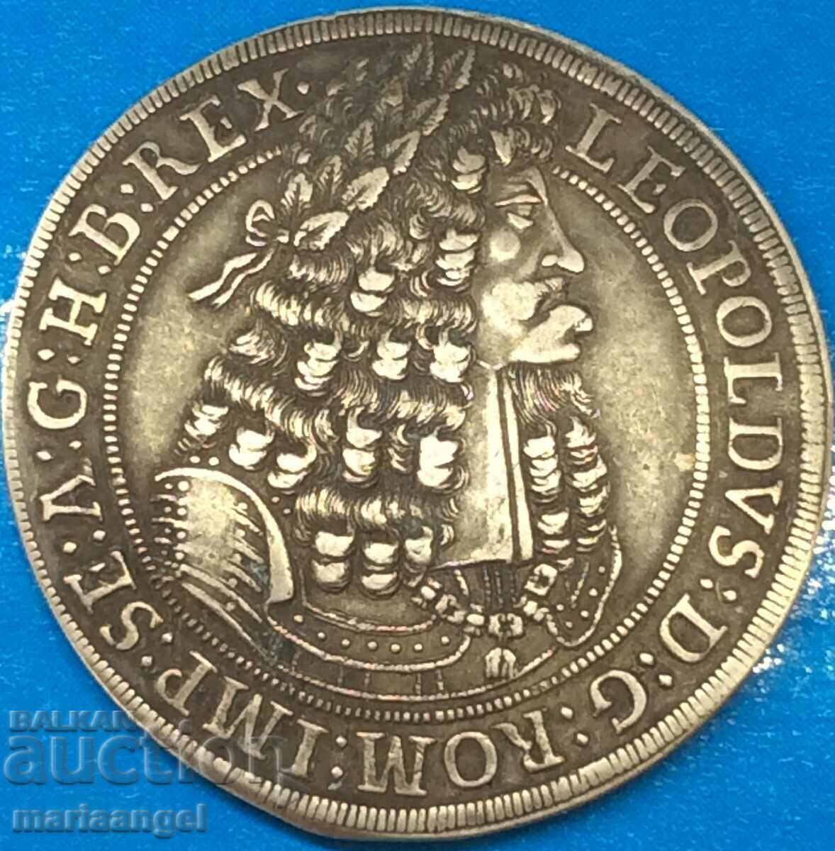 1 Thaler 1698 Austria Hall Tirol Leopold 28,24g argint