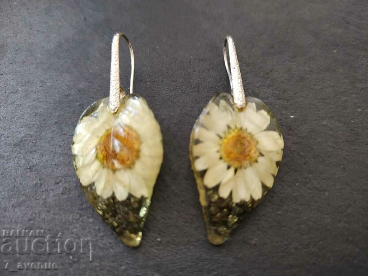 Earrings with natural flowers, epoxy resin.11.07.,2024