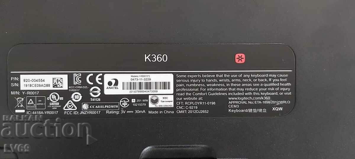 Аукцион БЕЗЖИЧНА КЛАВИАТУРА LOGITECH K360