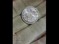 Monedă bulgară de argint veche 1 lev 1913.