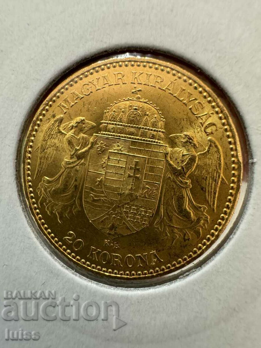 Златна Монета Унгария 20 Корони 1893г. Франц Йосиф I