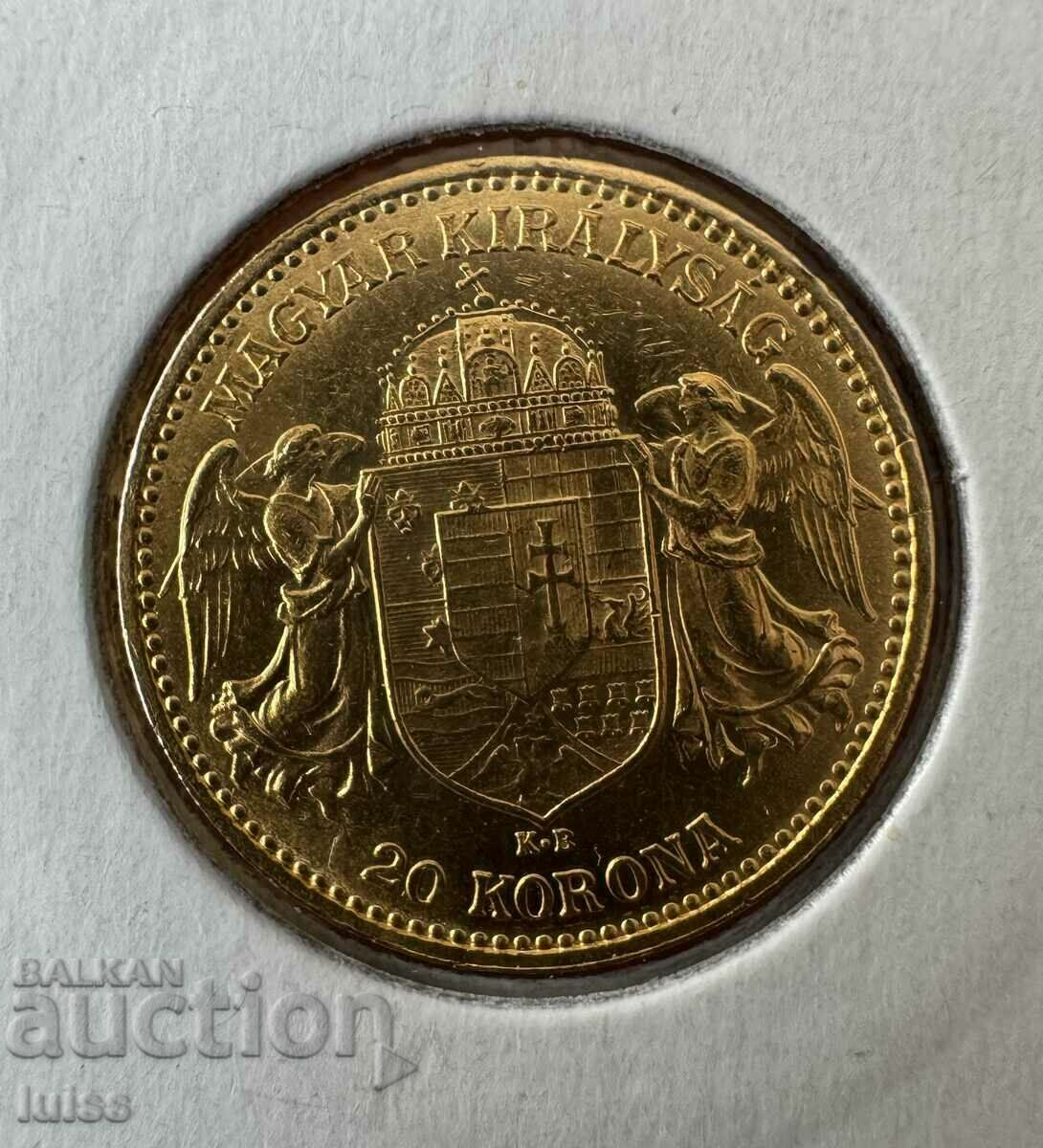 Gold Coin Hungary 20 Koroni 1905 Franz Joseph I