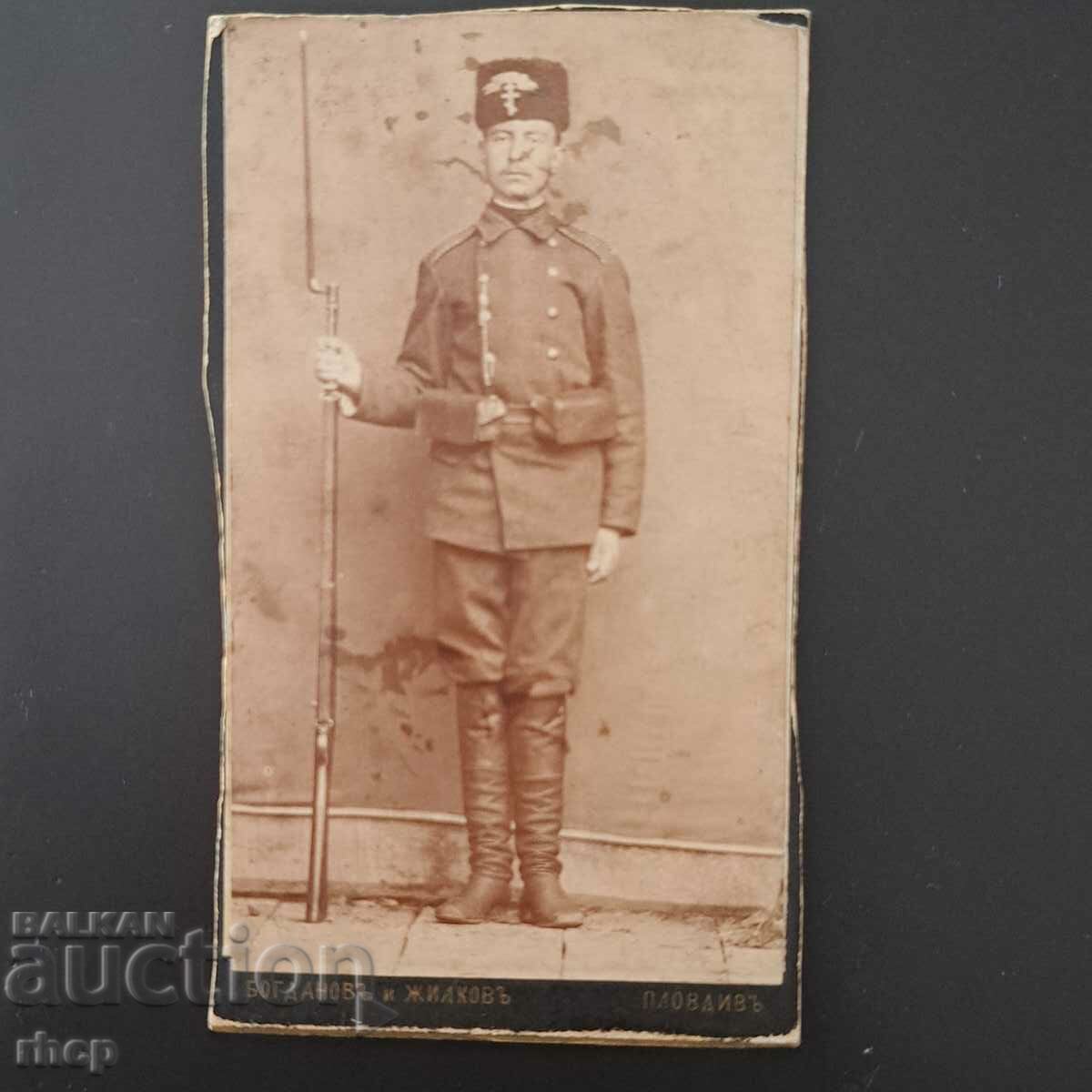 Soldat cu Berdana Land Army Foto veche din anii 1880