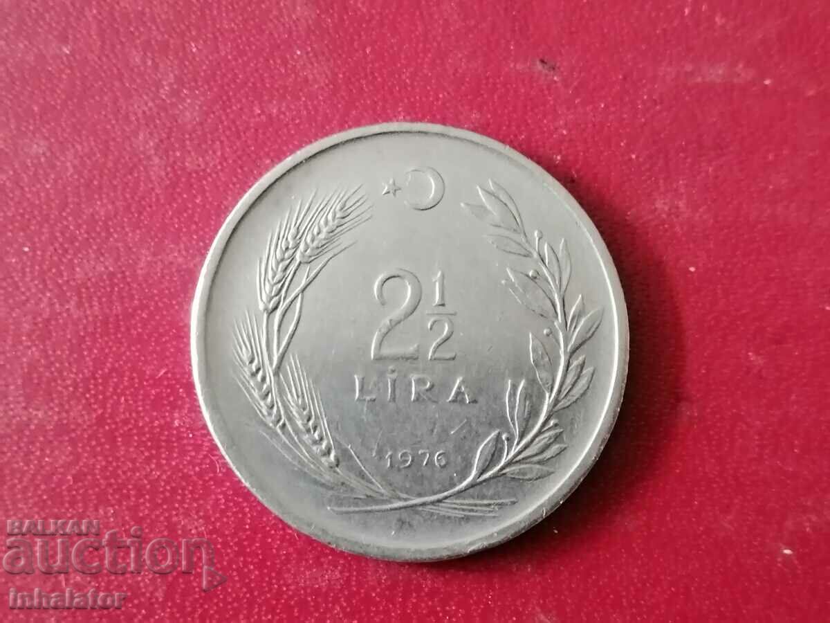2 1/2 Lira 1976 year Turkey