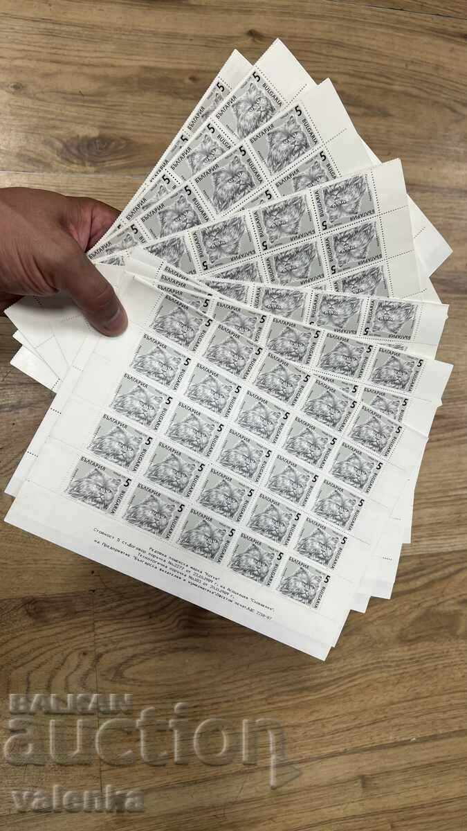 1989г. Пощенски марки листи НЕЗАЛЕПВАНИ Персийски котка 5ст