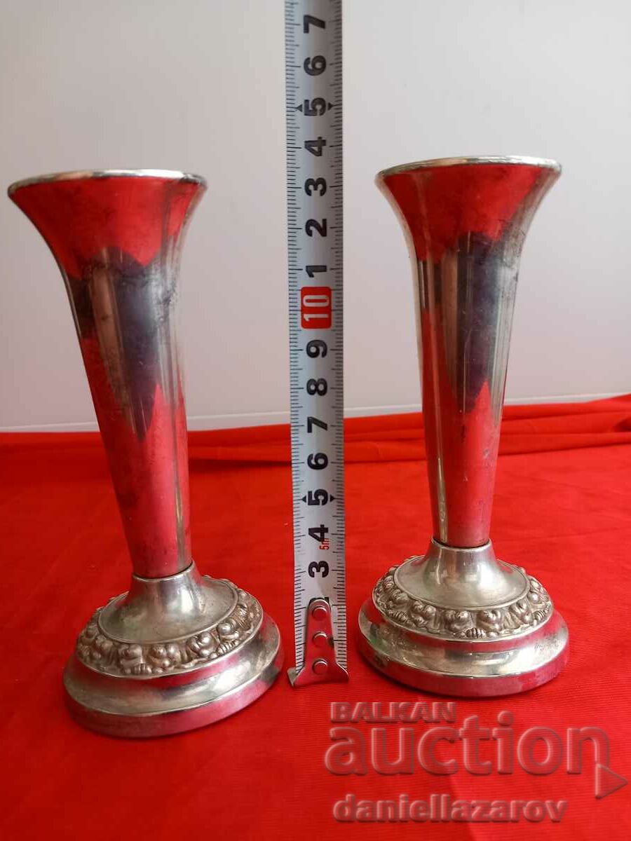 Old English SILVER PLATED Vases - Candlesticks, Marked - 5