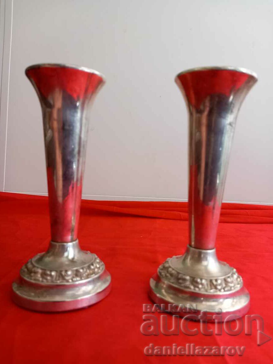 Old English SILVER PLATED Vases - Candlesticks, Marked