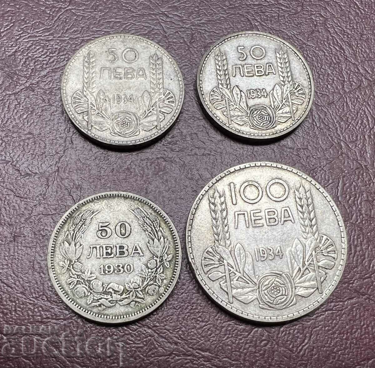 Monede de argint 1930 și 1934. Regele Boris al III-lea 50 și 100 BGN