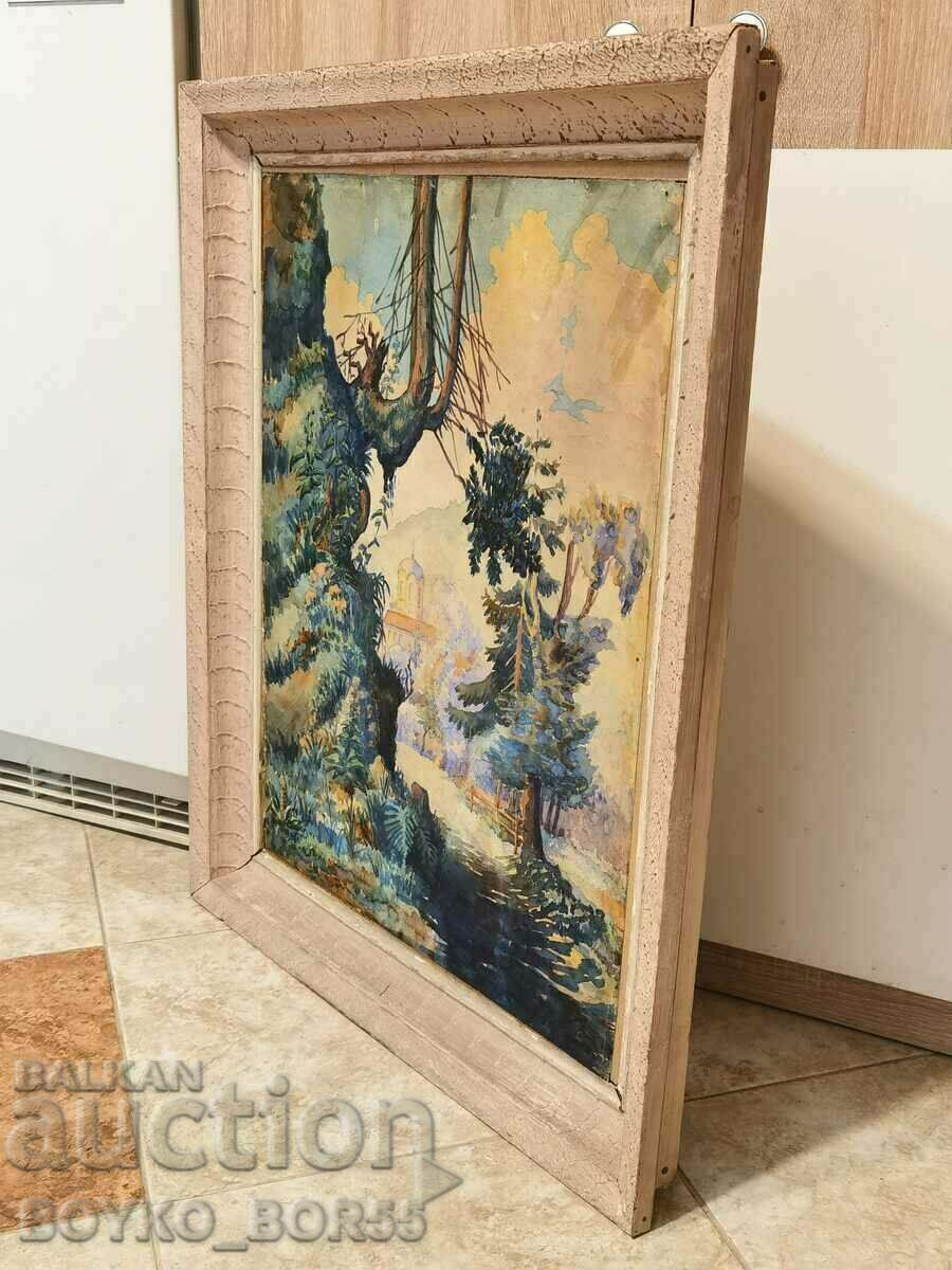 Delivery of Vintage Picture 1950s by Artist Stoev Stoeff Delivery of Vintage Picture 1950s by Artist Stoev Stoeff