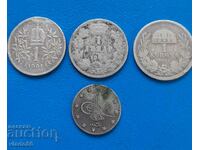 4 ασημένια νομίσματα, 1 στέμμα, 1 δηνάριο, 2 κουρούσα