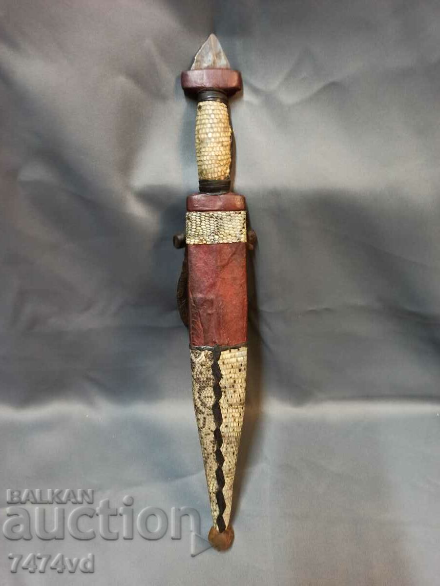 Authentic old Tuareg, other dagger, kaniya - snake skin