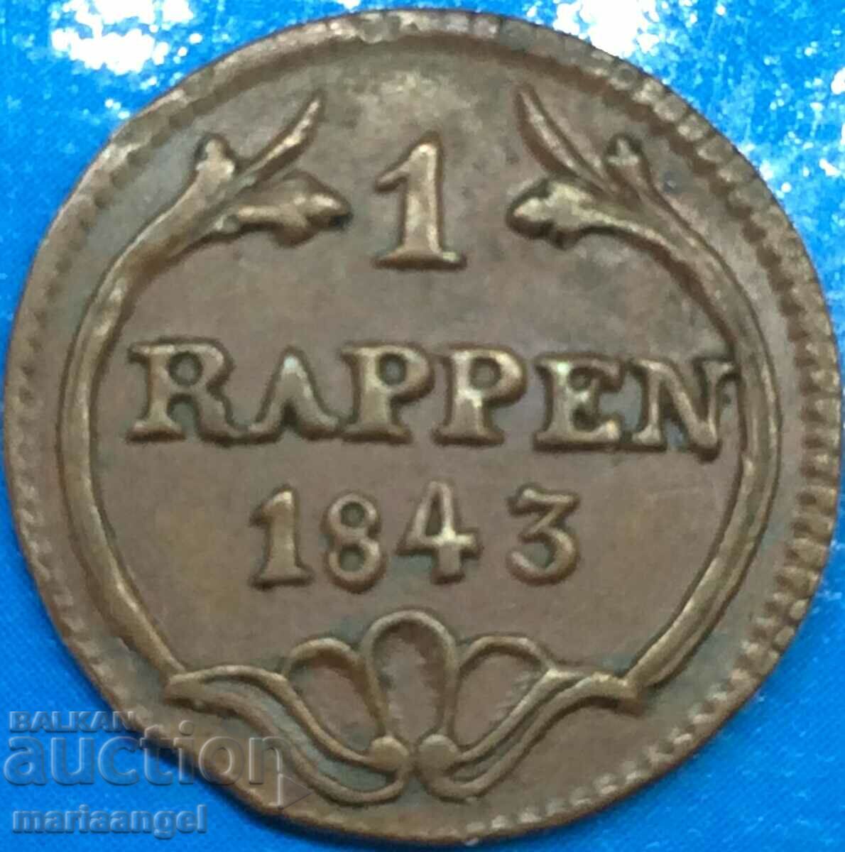 Elveția 1 Rapen 1843 Cantonul Schweiz