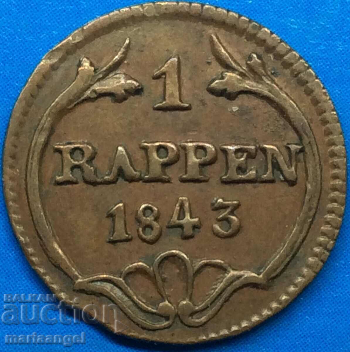 Switzerland 1 Rapen 1843 Canton of Schweiz