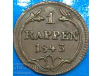Switzerland 1 Rapen 1843 Canton of Schweiz