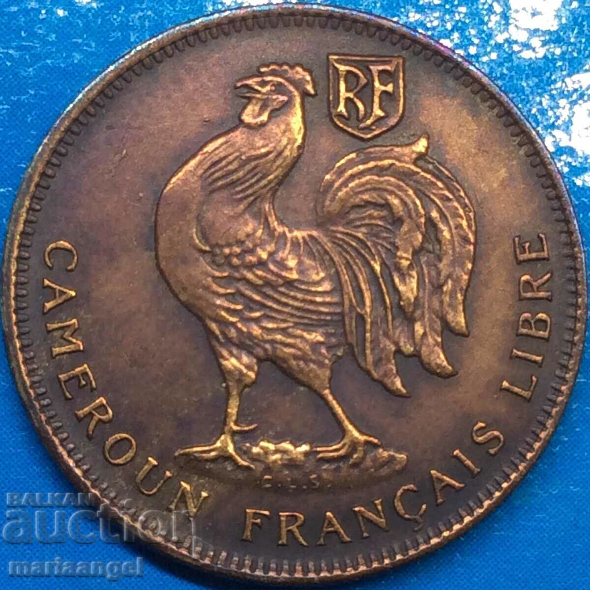 Френски Камерун 1943 50 сантима 2,7г бронз