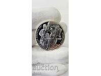 Monedă rară de argint de 140 g. Eliberarea Bulgariei 10 BGN.