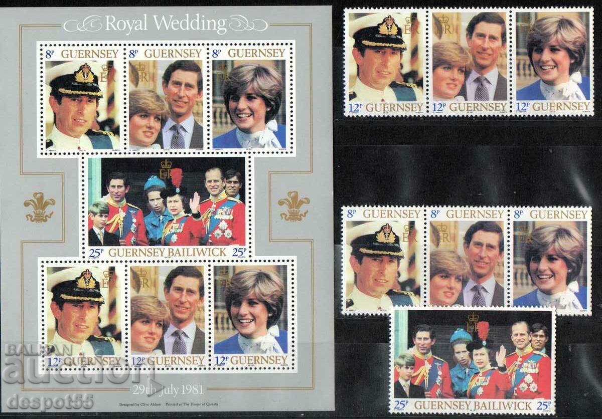 1981. Guernsey. Nunta Regală - Lady Diana și Prințul Charles.