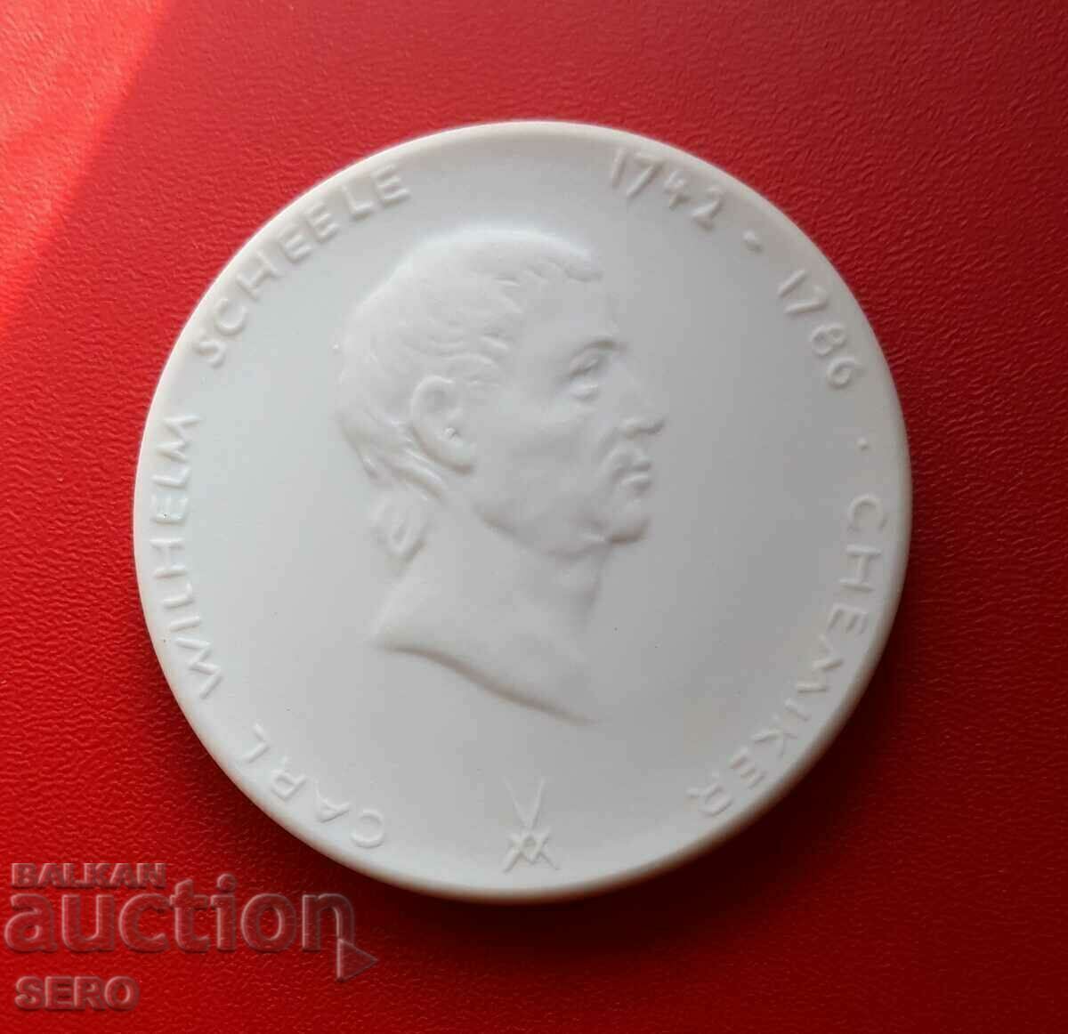 Germania-GDR-Medalia de porțelan-Karl Wilhelm Scheele-Chimist