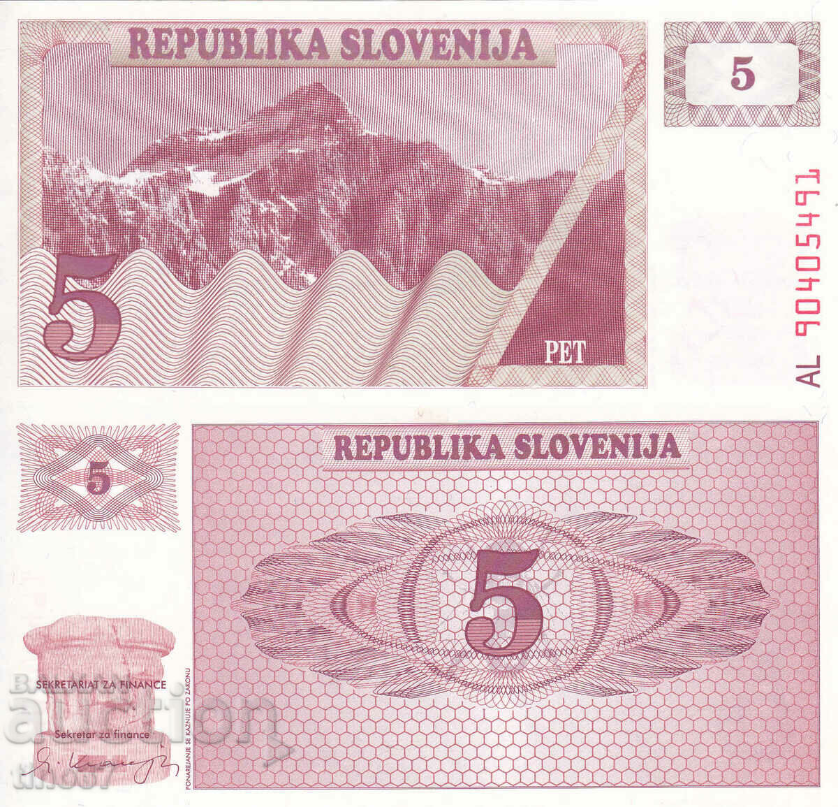 tino37- SLOVENIA - 5 TOLAR - 1990 - AU