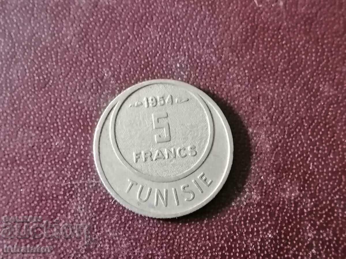1954 год Тунис 5 франка