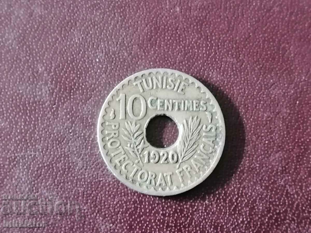 1920 10 centimes Tunisia