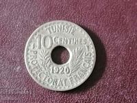 1920 год 10 сантима Тунис