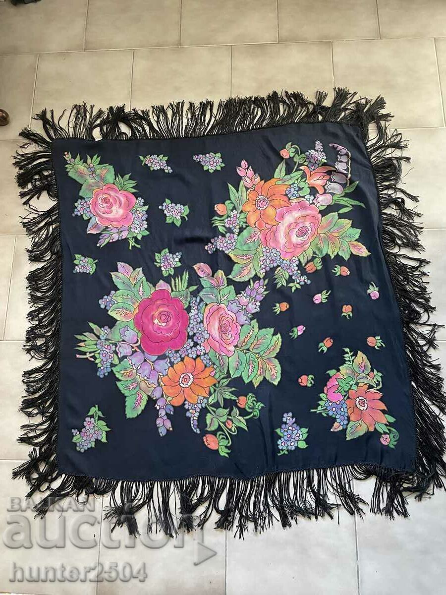 Şal, batic, pictat manual pe mătase / batik / 100x100 cm