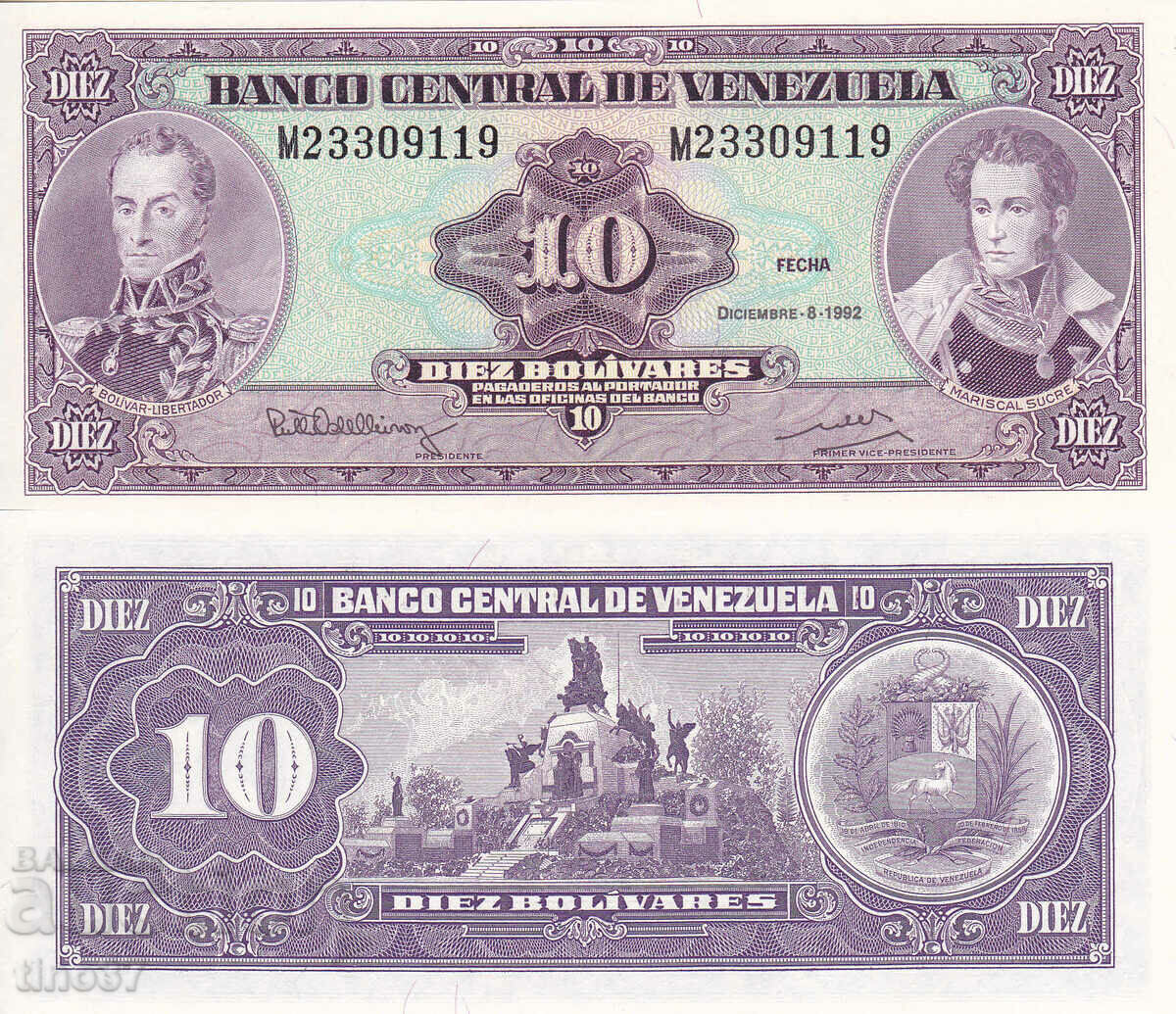 tino37- VENEZUELA - 10 BOLIVARA - 1992 - UNC