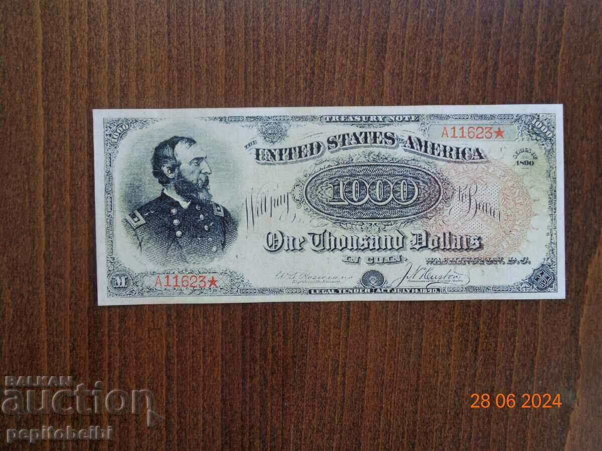 Old and rare US banknote - 1890, the banknote is a copy Old and rare US banknote - 1890, the banknote is a copy