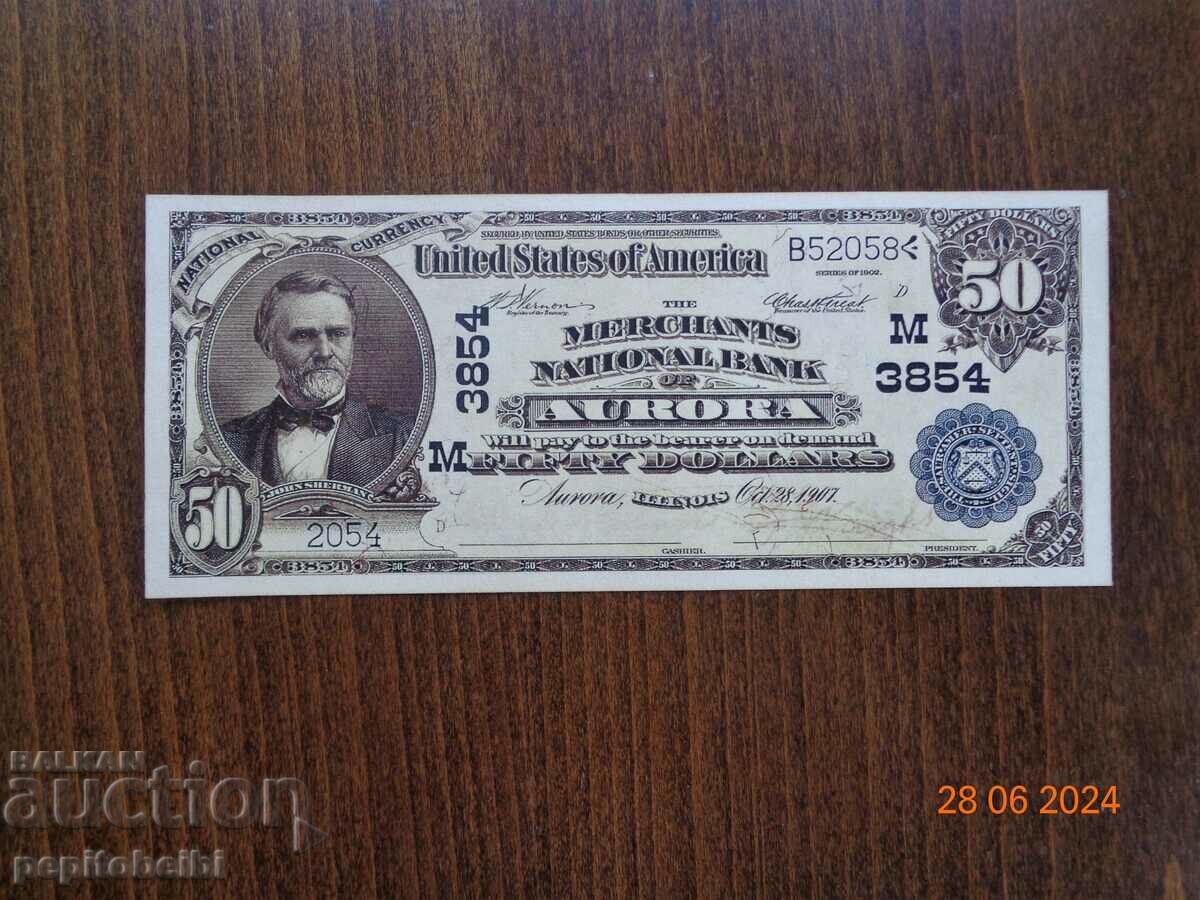Παλιό και σπάνιο τραπεζογραμμάτιο των ΗΠΑ - 1902 το τραπεζογραμμάτιο είναι αντίγραφο