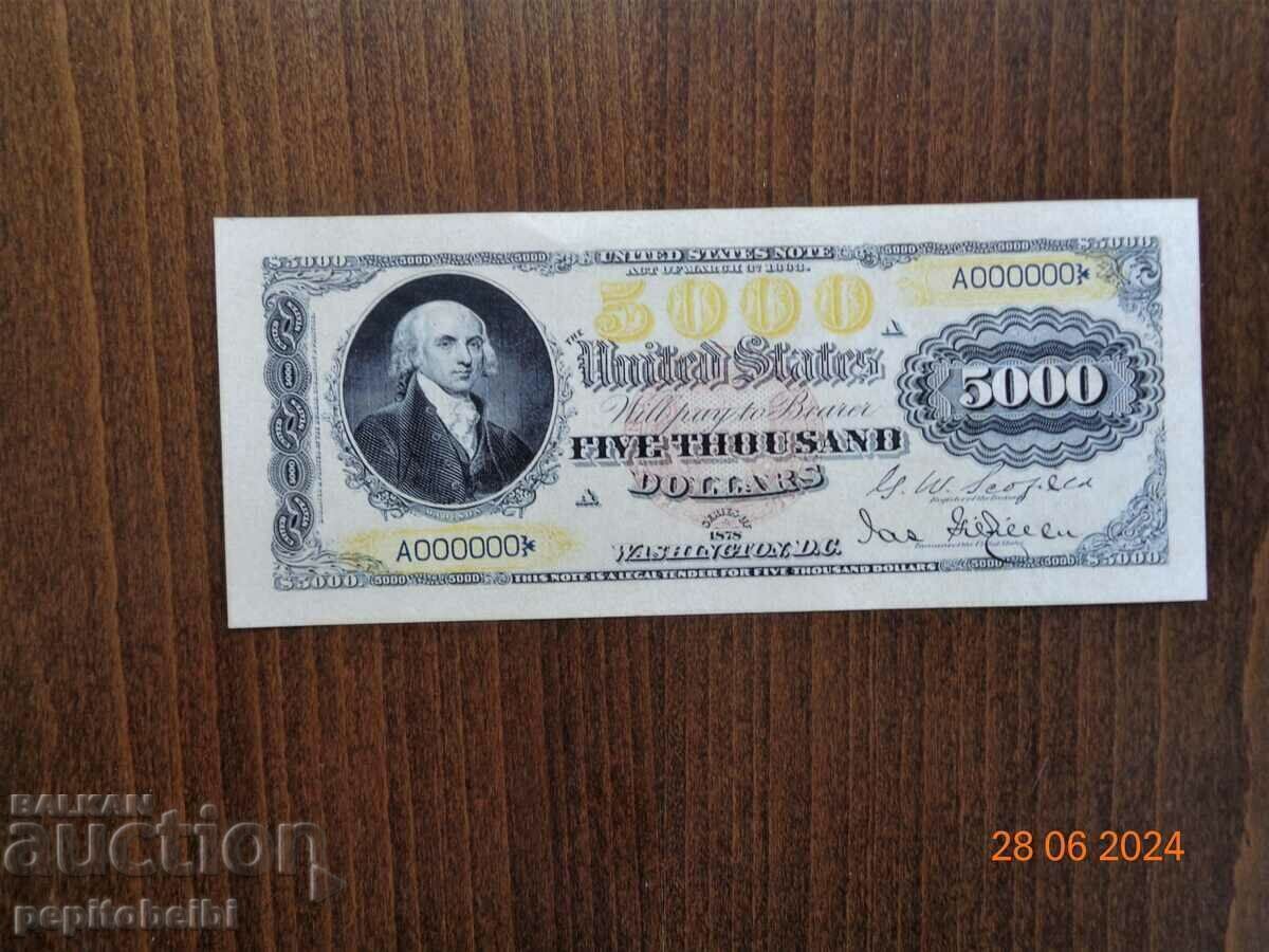 Rare USA 1978 Banknotes copies - 5 Rare USA 1978 Banknotes copies - 5
