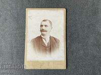 Παλιό φωτογραφικό χαρτόνι Ιβ. A. Karastoyanov 1890 άνθρωπος με μουστάκι