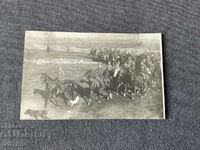 Foto veche G. Hristov ofițeri militari pe cai 1920