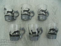 No.*7627 set - 6 pieces of old small glass cups