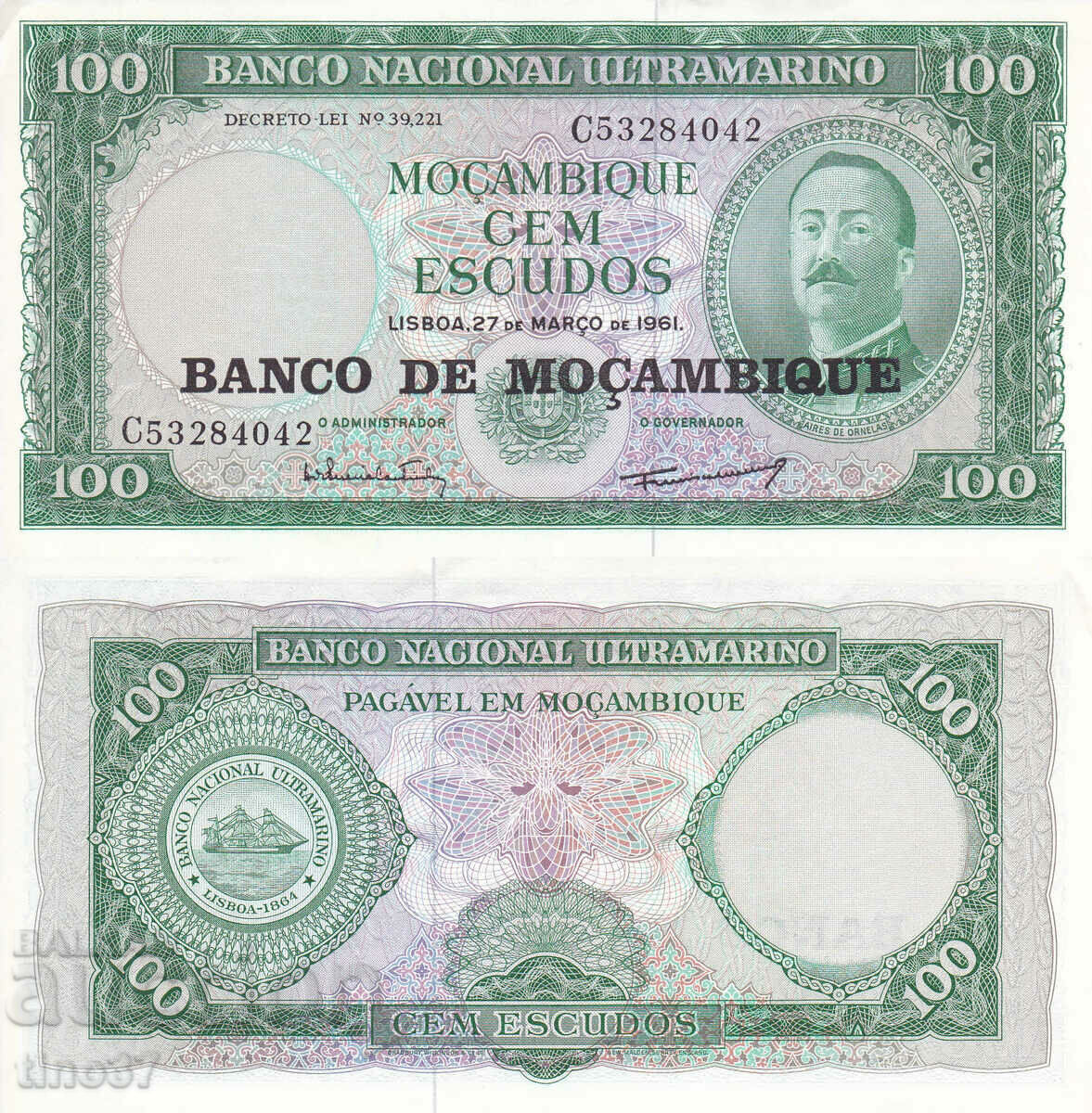 tino37- MOZAMBIQUE - /PORTUGUESE/- 100 ESCUDOS - 1961 - AU