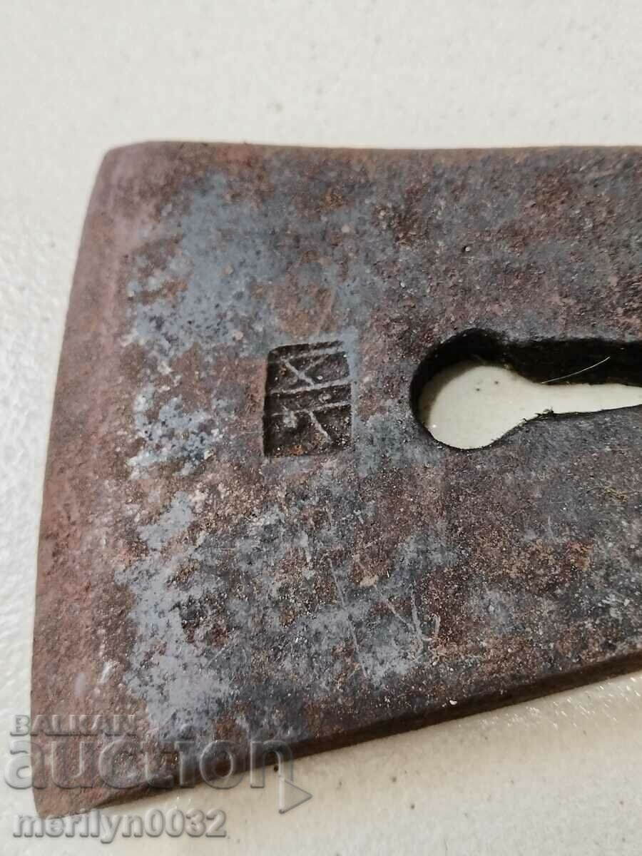 Auction Carpenter's adze with master's stamp ax knife early 20th century Auction Carpenter's adze with master's stamp ax knife early 20th century