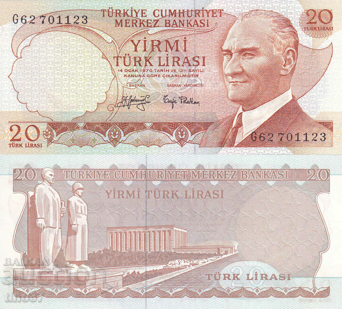 tino37- TURKEY - 20 LIRA - 1970/79 - UNC