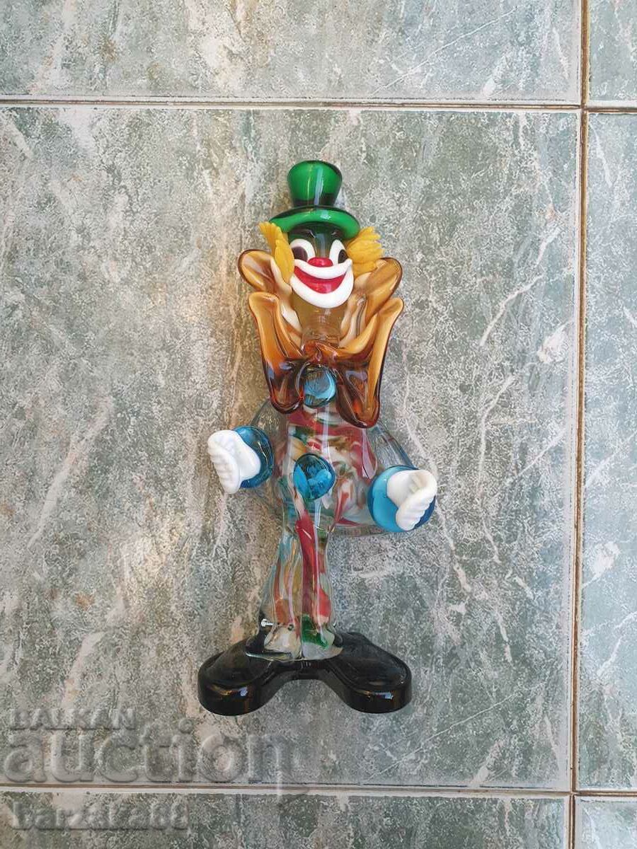 Стара фигура на Клоун от Мурано стъкло