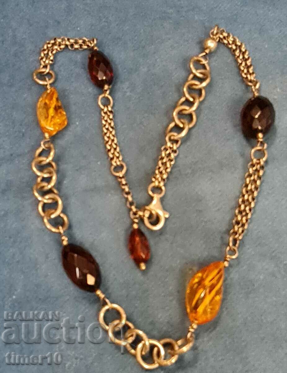 Baltic amber necklace with sterling silver