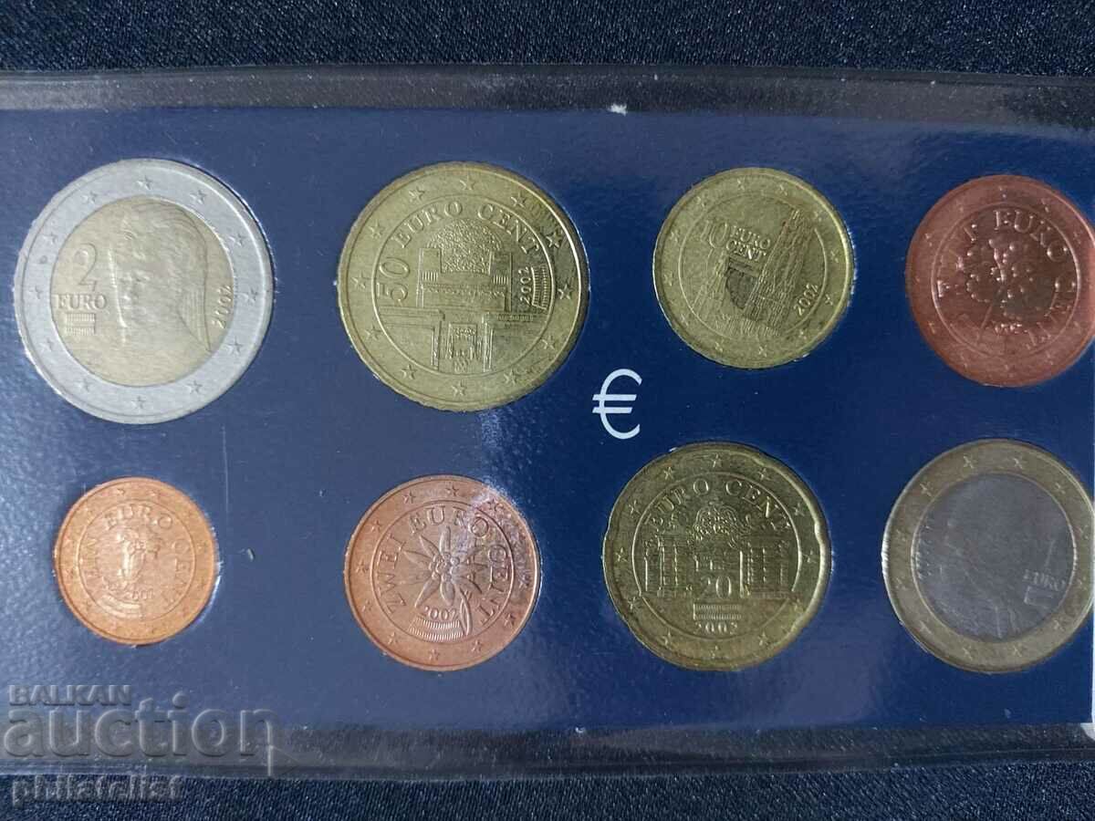 Austria 2002 - Euro set complete series from 1 cent to 2 euros with price 23.00 BGN | € 11.76